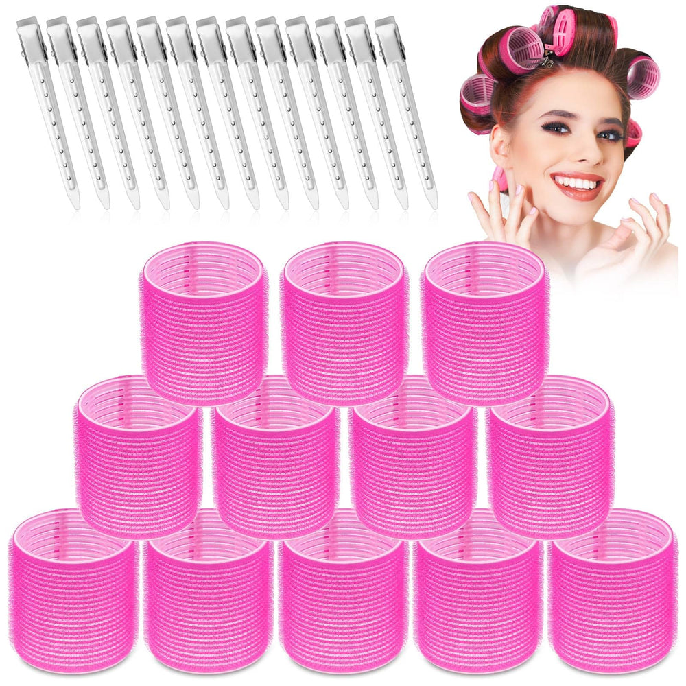 Selizo jumbo hair roller set with 12 rollers for volume on long hair