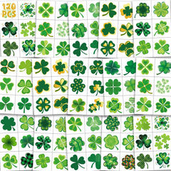 Sellentduct Shamrock tattoos bulk pack shot showing party-ready designs