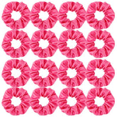 Semato hot pink satin scrunchies 16-pack for versatile styling
