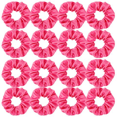 Semato hot pink satin scrunchies 16-pack for versatile styling