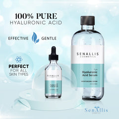 SenAllis Cosmetics sérum ácido hialurónico 2 oz, botellín ligero para uso diario.