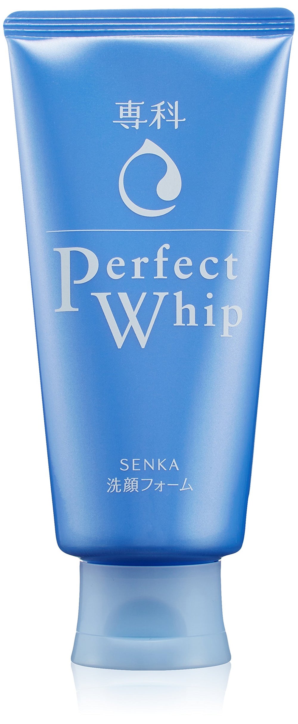 Senka Perfect Whip cleansing foam bottle showing rich foam for daily cleansing.