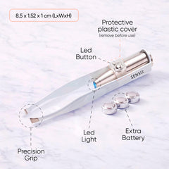 Sensica lighted tweezers with slant tip for accurate hair removal.