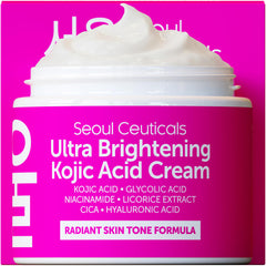 SeoulCeuticals crema ácido kojico frasco 2oz para tono uniforme.