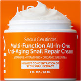 SeoulCeuticals snail mucin moisturizer 97.5% bottle pour for deep hydration.