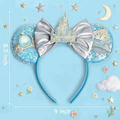 Seqiuay diadema azul lazos-castillo brillantes para eventos