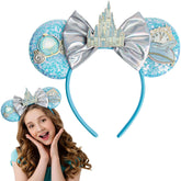Seqiuay diadema azul orejas-mouse brillantes para fiestas cosplay
