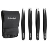 SetSail four-piece tweezers set for precise brow and facial grooming.
