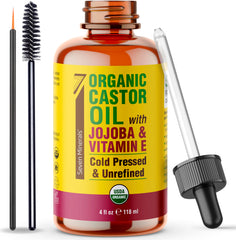 Seven Minerals Aceite de Ricino en botella de vidrio para pestañas y cejas