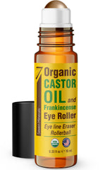 Seven Minerals Aceite de Ricino Orgánico con Aplicador de Rodillo para ojos, envase práctico para hidratación suave