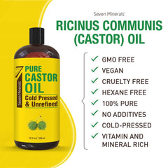 Seven Minerals Aceite de Ricino para cejas, hidratación suave