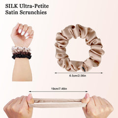 SEVEN STYLE Ultra-Petite satin scrunchies in dark brown for day-to-night versatility