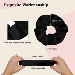 SEVEN STYLE velvet scrunchies 8pc black fabric detail showcases plush texture and shine