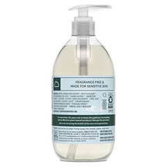 Front-label close-up of Seventh Generation unscented hand soap for clean, soft hands