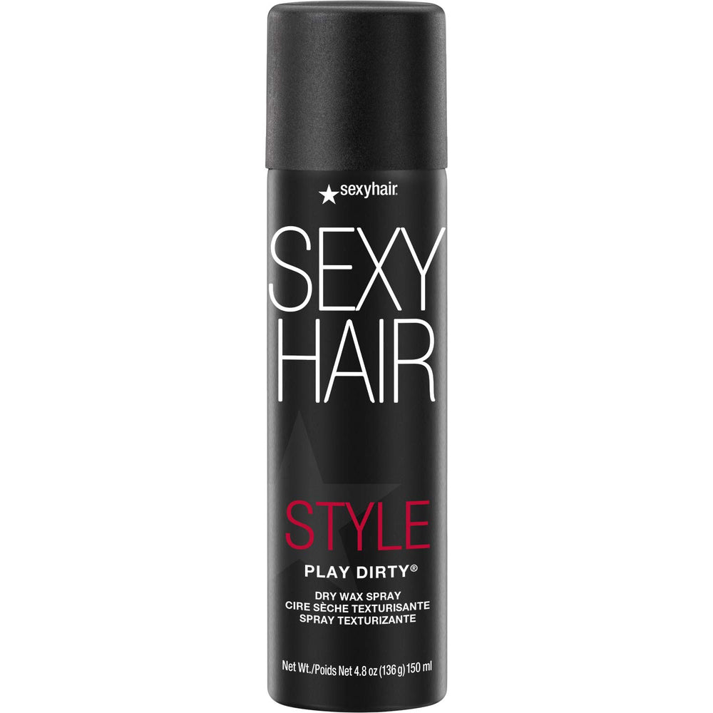 SexyHair Play Dirty Dry Wax Spray bottle close-up highlighting texture and separation