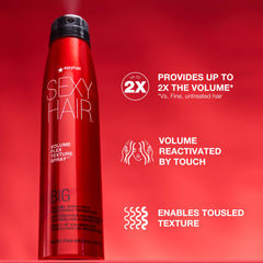 SexyHair, textura desordenada que resalta volumen flexible para un peinado natural.