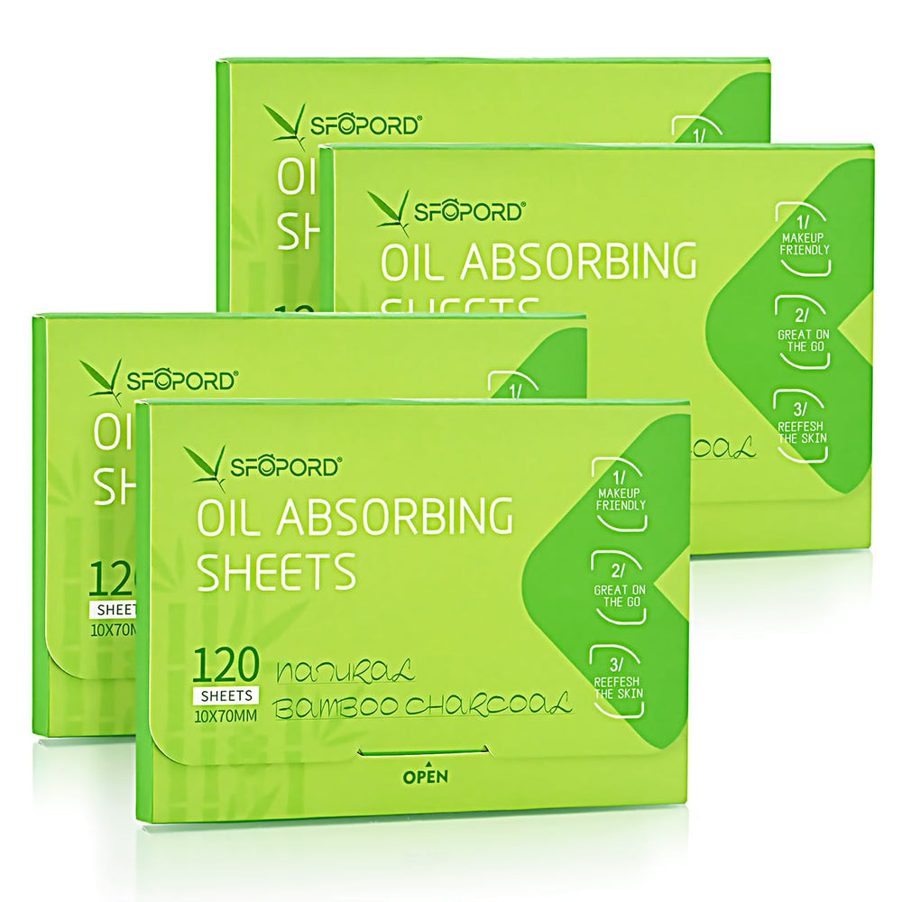 SFOPORD oil absorbing sheets with bamboo charcoal – front of pack for oil control.
