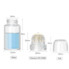 Shake Beauty Derma Stamp close-up shows 0.25mm titanium needles for gentle surface skincare.