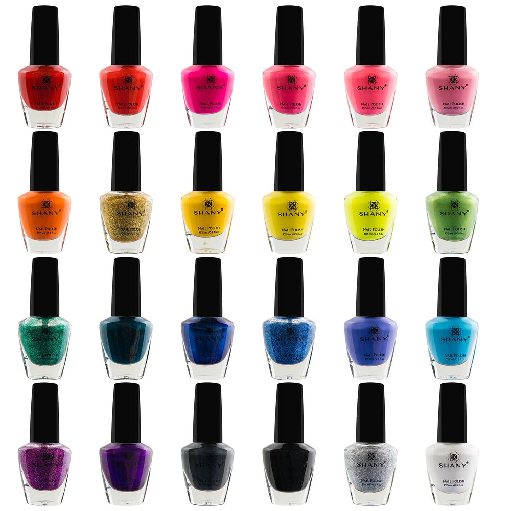 SHANY Cosmopolitan 24-color set bottles showing wide color range for versatile nail art