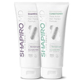 Shapiro MD Hair Growth Shampoo bottle showing DHT-fighting action for fuller hair.