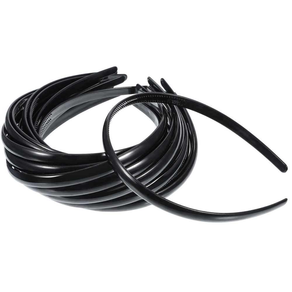 Shappy diadema plástica negra con dientes, fijación estable para peinados.