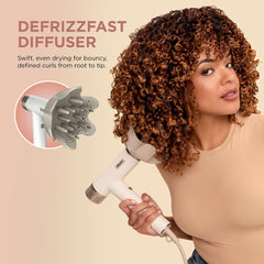 Shark DefrizzFast diffuser enhances curls with fast, even drying.