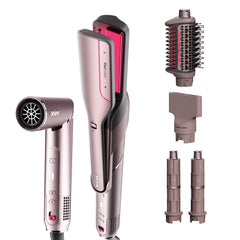 Shark FlexFusion straight wand demonstrates wet-to-dry styling with heat-controlled performance