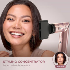 Shark FlexStyle HD432RS concentrator attachment focuses airflow for precise smoothing.