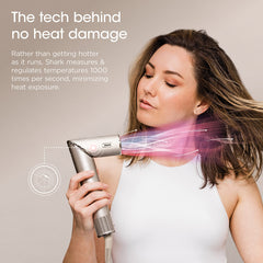 Shark FlexStyle oval brush smooths and adds bounce with airflow.