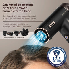 Shark SpeedStyle Pro scalp shield on protects the scalp during heat styling.
