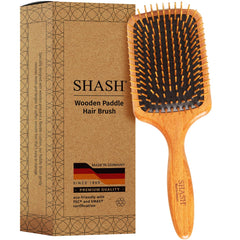 SHASH wooden paddle brush with long pins detangles gently on all hair types.