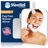 The Shave Well Deluxe fogless mirror wall mount offers clear reflection for shaving.
