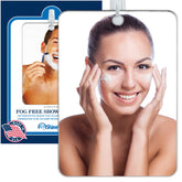 The Shave Well XL fogless mirror wall-mounted for clear shaving in a steamy shower.