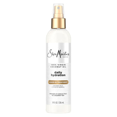 Bote de SheaMoisture Leave-In con aceite de coco virgen para peinado diario.
