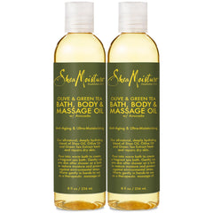 SheaMoisture aceite de baño y cuerpo con oliva y té verde, hidrata profundamente la piel.