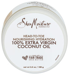 SheaMoisture Aceite de coco virgen 3.2 oz en botella para uso diario en piel y cabello.