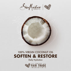 SheaMoisture Aceite de Coco Virgen, textura ligera y absorción rápida.