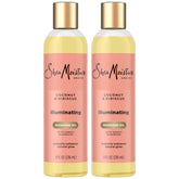 SheaMoisture Aceite de Masaje Iluminador, botellas para piel suave y radiante.