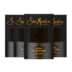 Sheamoisture African Black Soap Calm & Clearing bar pack for gentle cleansing and balanced skin.