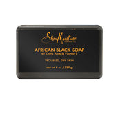 SheaMoisture African Black Soap bar with Shea Butter cleanses dry skin gently.