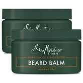 SheaMoisture beard balm tub close-up showing creamy texture for a softer, more manageable beard.