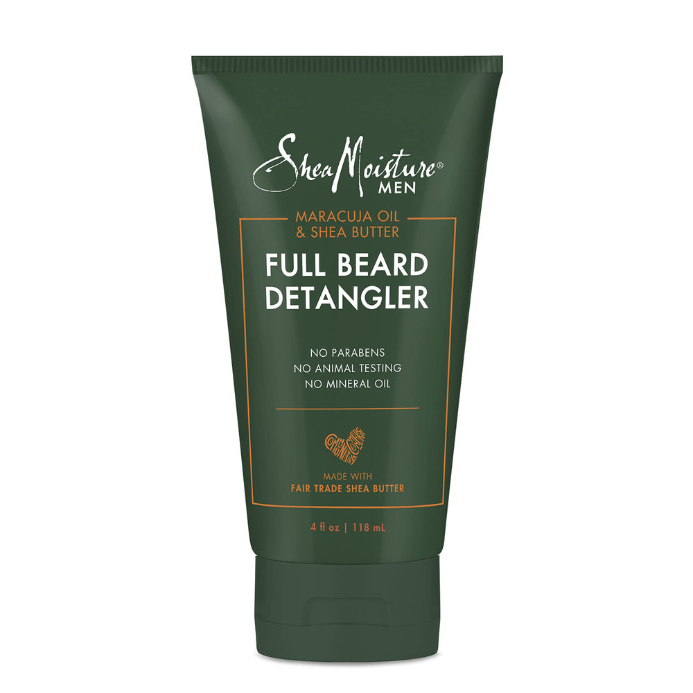 Sheamoisture beard detangler bottle eases knots for smoother grooming.