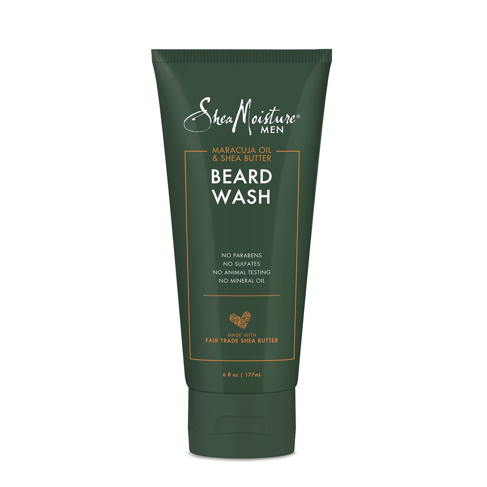 SheaMoisture Beard Wash bottle with maracuja oil cleanses deeply without drying skin