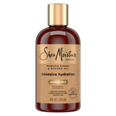 Botella SheaMoisture leche hidratante para cabello con miel de Manuka y aceite Mafura, hidratación suave.