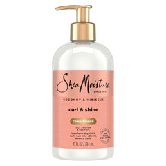 SheaMoisture Coco Hibisco Acondicionador en frasco, hidrata rizos definidos.