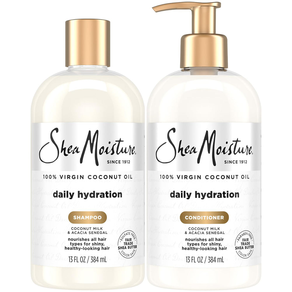 Sheamoisture daily hydration shampoo bottle with coconut oil for nourished hair
