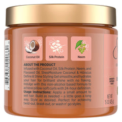 SheaMoisture flaxseed styling close-up shows hydrated, frizz-controlled curls.