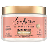 SheaMoisture Illuminating Butter bottle pour for seamless application and radiant skin.