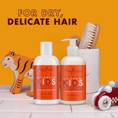 Label close-up shows Orange Blossom Extract for a kid-friendly mild scent.