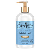 Brand SheaMoisture Hydrate & Repair Conditioner pump delivers deep moisture for detangling ease.